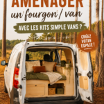 Aménagement intérieur d'un fourgon avec des kits Simple Vans, montrant un espace cosy et fonctionnel.
