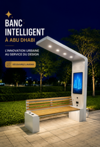 Banc intelligent moderne à Abou Dhabi alliant design et technologie.