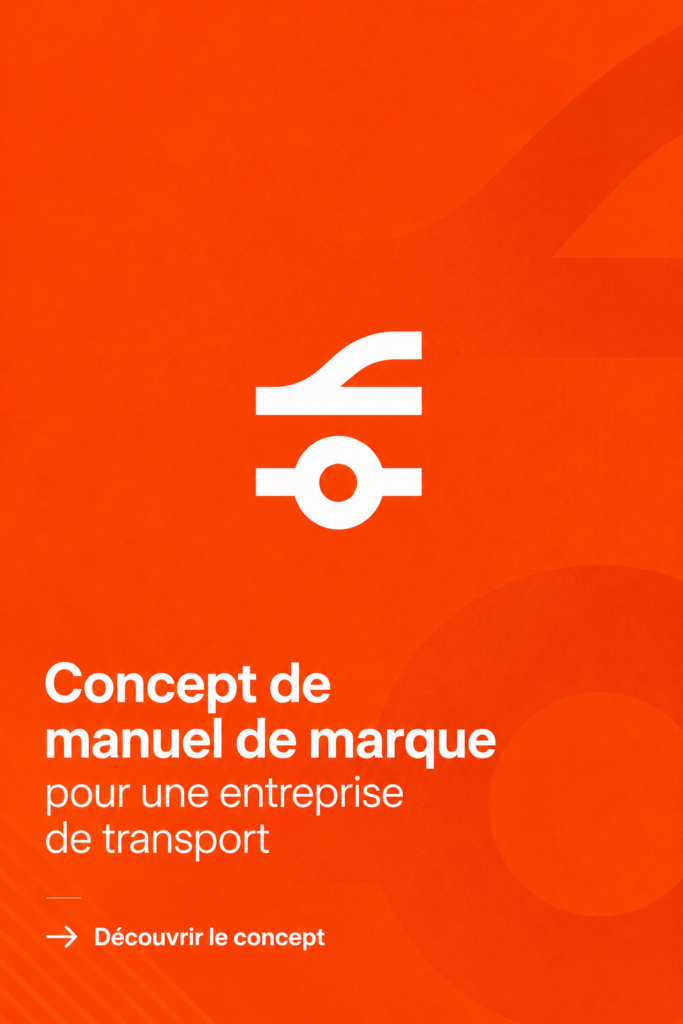 Illustration d'un brand manual pour une entreprise de transport, présentant des éléments clés de branding.