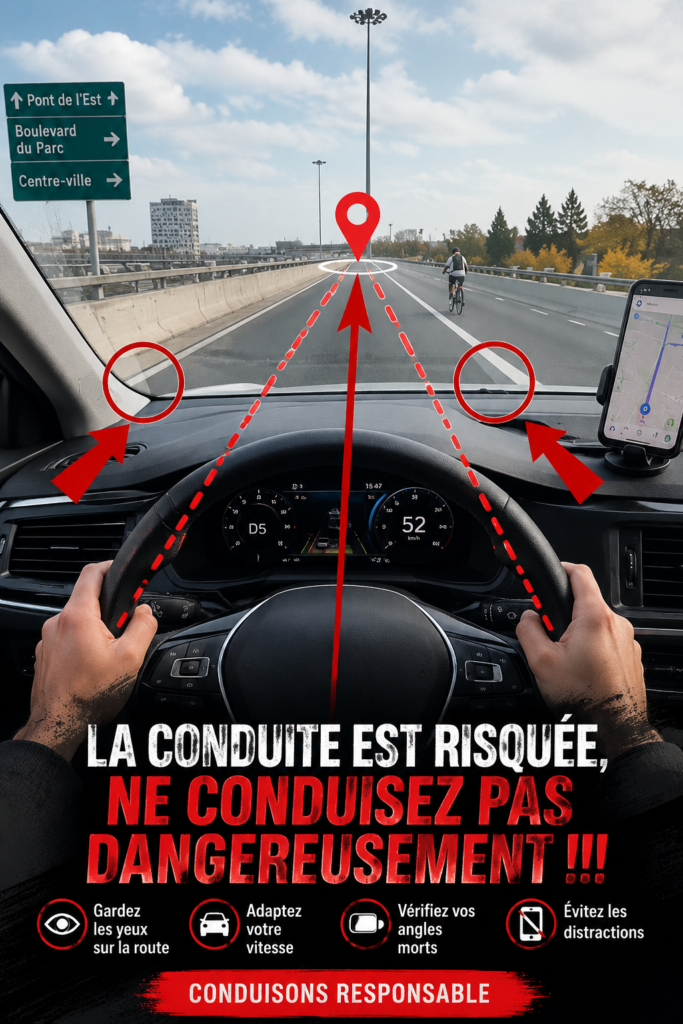 Une femme au volant d'une voiture en conduisant avec attention