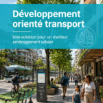Une vue urbaine montrant des espaces verts et des transports en commun intégrés.