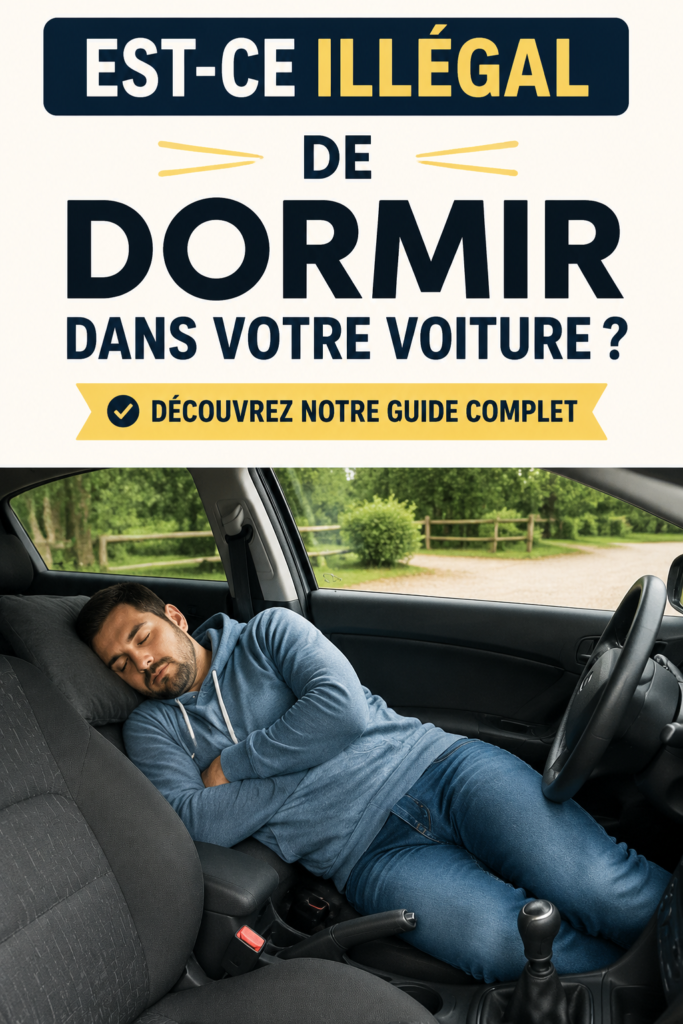 Femme dormant paisiblement dans sa voiture pendant un road trip.