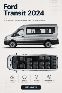 Ford Transit 2024 en ville, vibrant et moderne