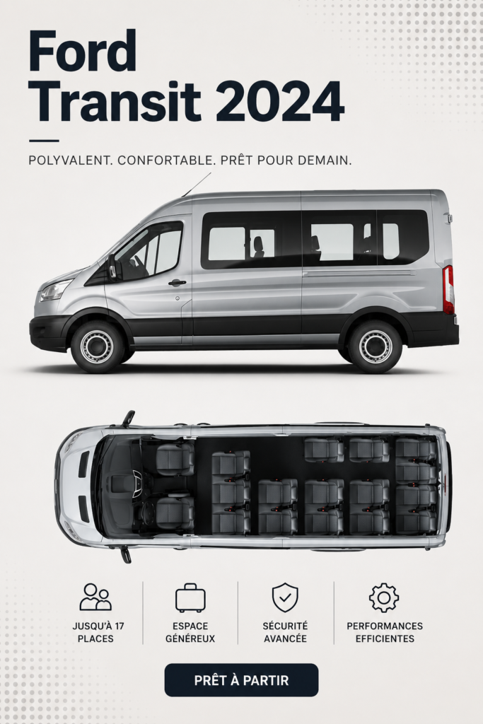 Ford Transit 2024 en ville, vibrant et moderne