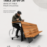 Mobilier design pour cyclistes avec banc et table en plein air
