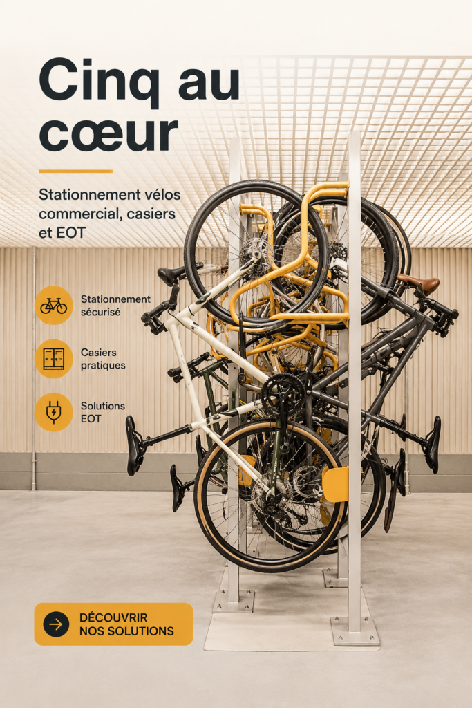Stationnement à vélo bien aménagé dans une entreprise moderne.