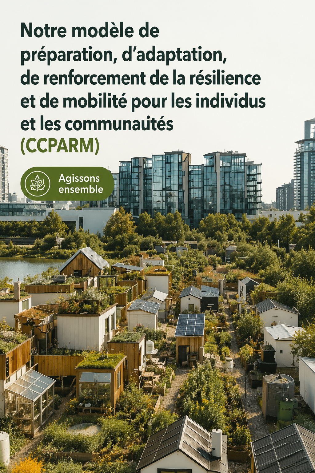 Illustration d'une communauté engagée dans des actions pratiques pour s'adapter aux changements climatiques.