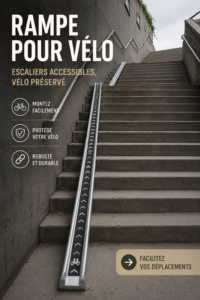 Rampe d'accès pour vélos installée dans un jardin, offrant une solution pratique.