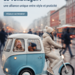 Vélo cargo Volkswagen au design moderne, alliant style et praticité.