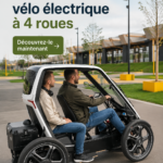 Vélo électrique à quatre rouesdans un parc urbain