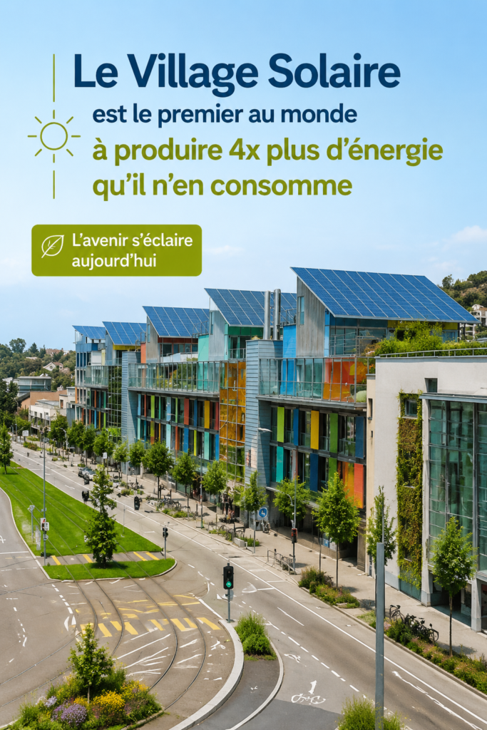 Vue panoramique du village solaire, modèle d'énergie renouvelable révolutionnaire.