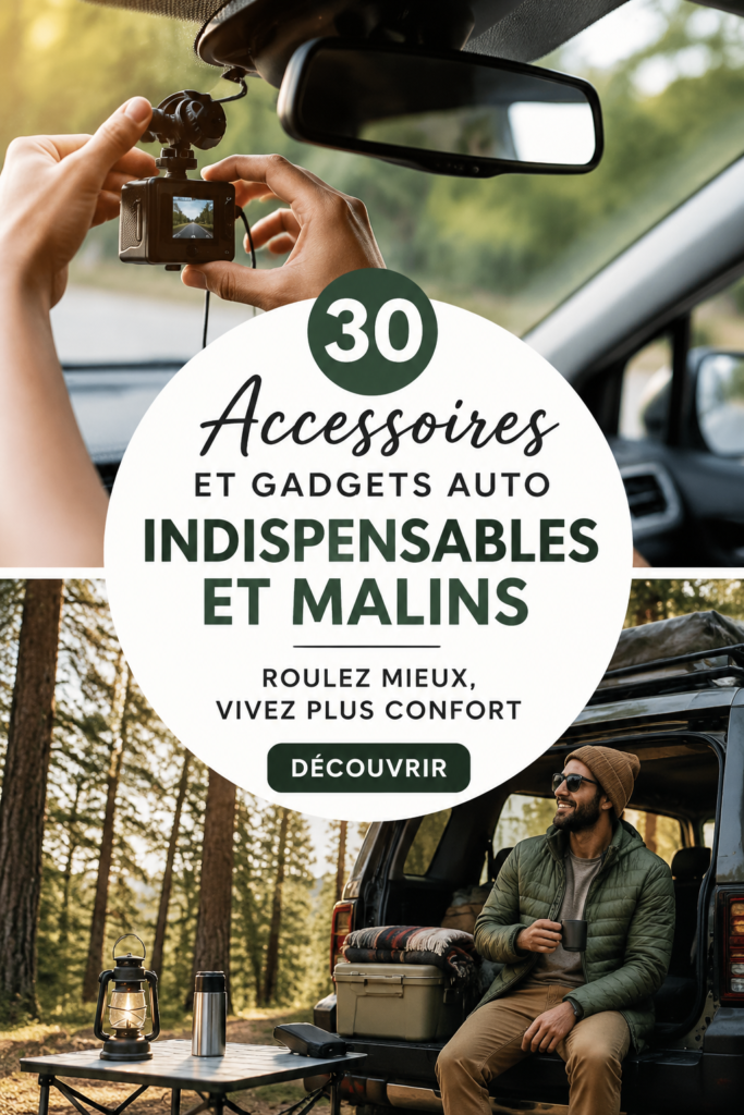 Un intérieur de voiture avec divers gadgets pratiques pour la sécurité et le confort