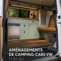 Un VW aménagé en van confortable, prêt pour l'aventure.