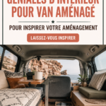 Un intérieur de minivan aménagé pour le confort avec des éléments pratiques et chaleureux.