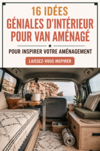 Un intérieur de minivan aménagé pour le confort avec des éléments pratiques et chaleureux.