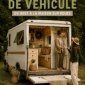 Van aménagé prêt pour l'aventure sur une route panoramique