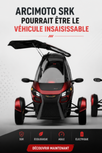 L'Arcimoto SRK, un véhicule électrique innovant pour des déplacements écoresponsables.