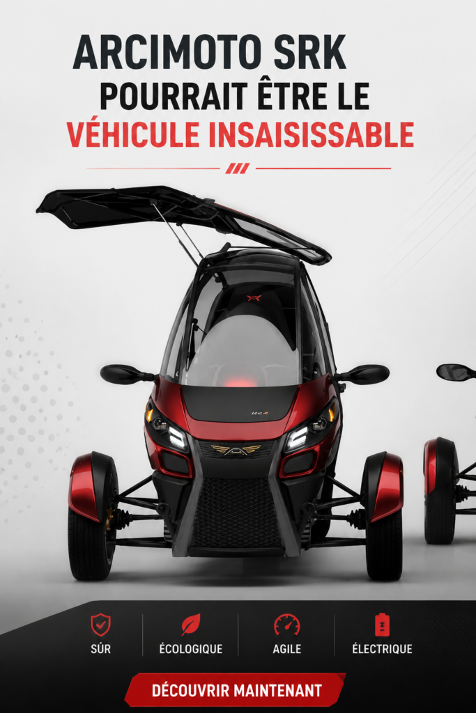 L'Arcimoto SRK, un véhicule électrique innovant pour des déplacements écoresponsables.