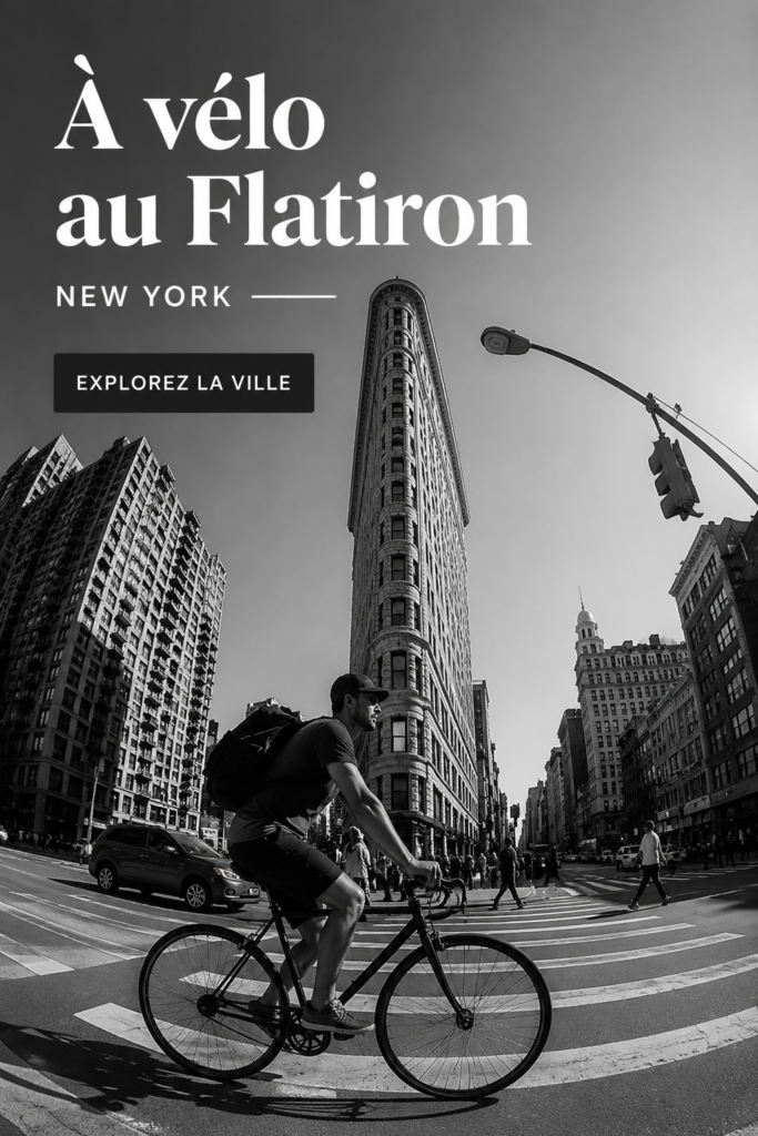 Vélo garé devant le bâtiment Flatiron à New York