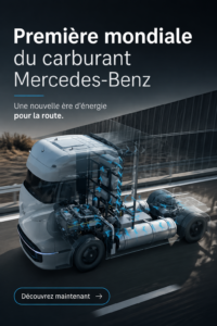 Camion à hydrogène de Mercedes-Benz en présentation au salon automobile.