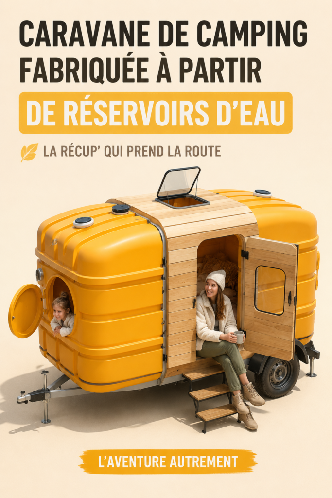 Camping-car innovant fabriqué à partir de réservoirs d'eau, prêt pour l'aventure.