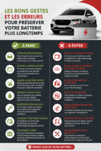 Schéma explicatif sur la prolongation de la vie d'une batterie de voiture