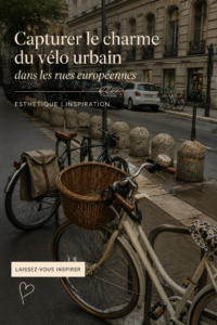 Femme cycliste à travers une rue pittoresque de ville européenne, capturant l'essence du cyclisme urbain.
