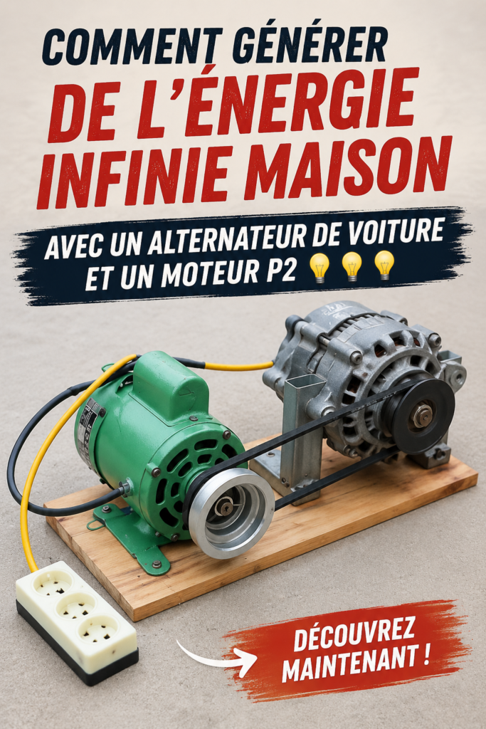 Une femme expérimentant un projet de création d'énergie avec un alternateur de voiture