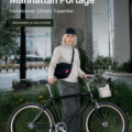 Un look inspiré par Hitch avec un sac Manhattan Portage dans un décor urbain.