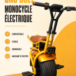 Monocycle électrique Uno sur une route urbaine, offrant confort et praticité