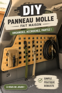 Panneau Molle DIY accroché dans une salle de séjour, décoratif et pratique.