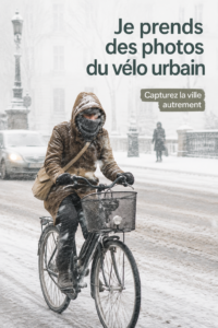 Photo d'un cycliste urbain traversant une rue animée