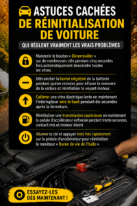 Image d'une femme utilisant une astuce de reset sur sa voiture pour améliorer sa performance