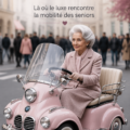 Scène d'un scooter de luxe inspiré par BMW, parfait pour les déplacements des seniors.