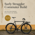 Vélo Surly Straggler modifié pour le commuting, équipé d'accessoires pratiques.