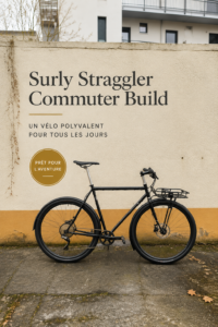 Vélo Surly Straggler modifié pour le commuting, équipé d'accessoires pratiques.