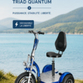 Un vélo électrique Triad Quantum 1000w sur une route à la campagne, symbolisant la mobilité moderne.