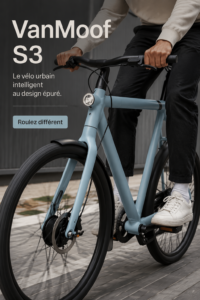 Vélo électrique VanMoof S3 sur un fond urbain moderne