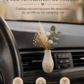 Un vase élégant installé dans une voiture moderne
