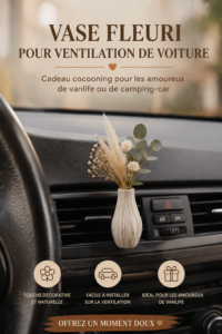 Un vase élégant installé dans une voiture moderne
