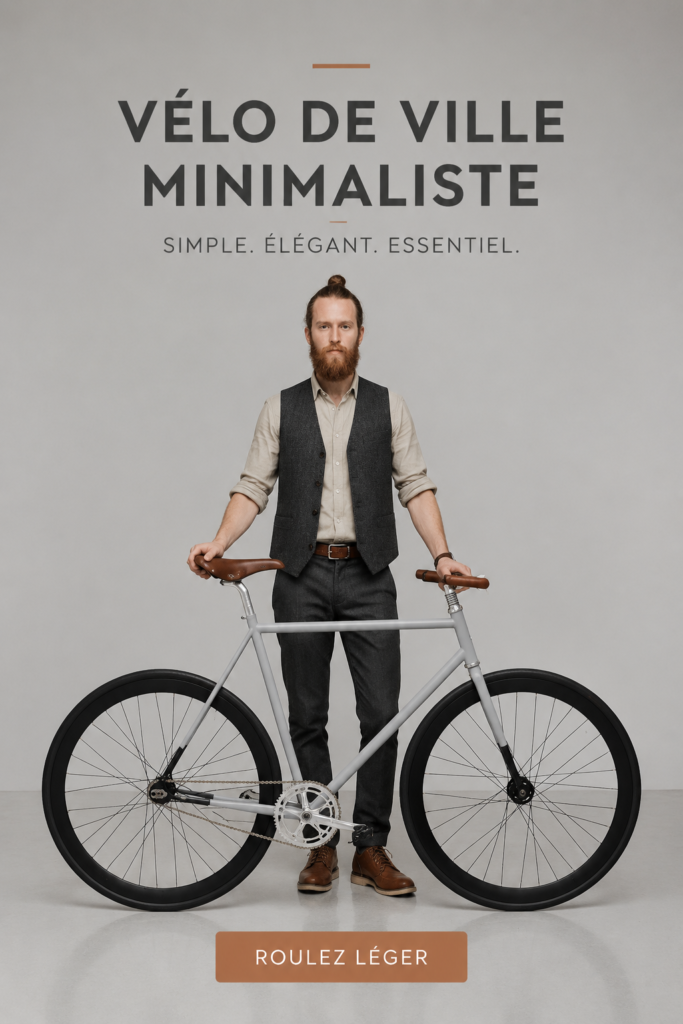 Un vélo urbain minimaliste élégant stationné dans une rue citadine.