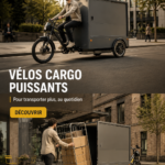 Photo d'un vélo cargo chargé et prêt pour les courses en milieu urbain.