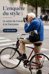 Veste de travail française sur un fond neutre illustrant son design élégant.