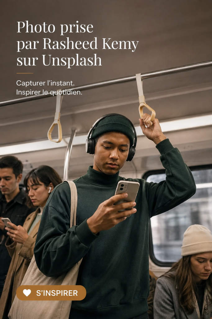 Femme souriante prenant des photos en milieu urbain avec un smartphone.