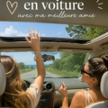 Femme souriante sur son vélo avec une amie pendant une balade d'été