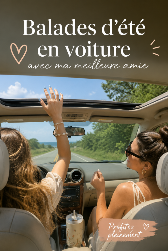 Femme souriante sur son vélo avec une amie pendant une balade d'été