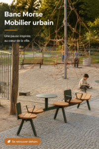 Image d'un banc Morse dans un environnement urbain moderne, mettant en avant son design élégant.