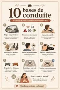 Femme souriante au volant d'une voiture, prête à conduire en toute confiance.