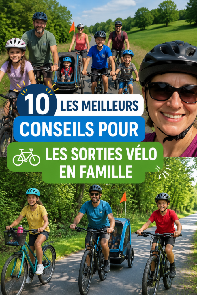 Une famille heureuse sur des vélos dans un parc ensoleillé, profitant de moment ensemble.