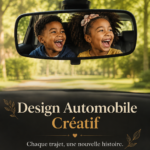 Image d'une voiture au design moderne et innovant sur une route urbaine.